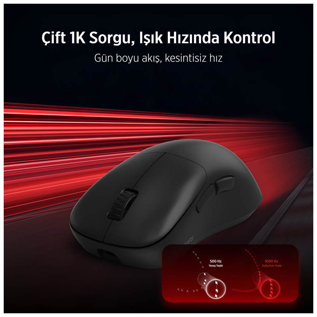 PHILIPS SPK9418B, EVNIA, Siyah, USB Nano 2,4Gh ve Bluetooth Kablosuz, 12.000dpi, Optic, 6 Programlanabilir Buton, Şarj Edilebilir, GAMING Mouse - Philips - görsel 2