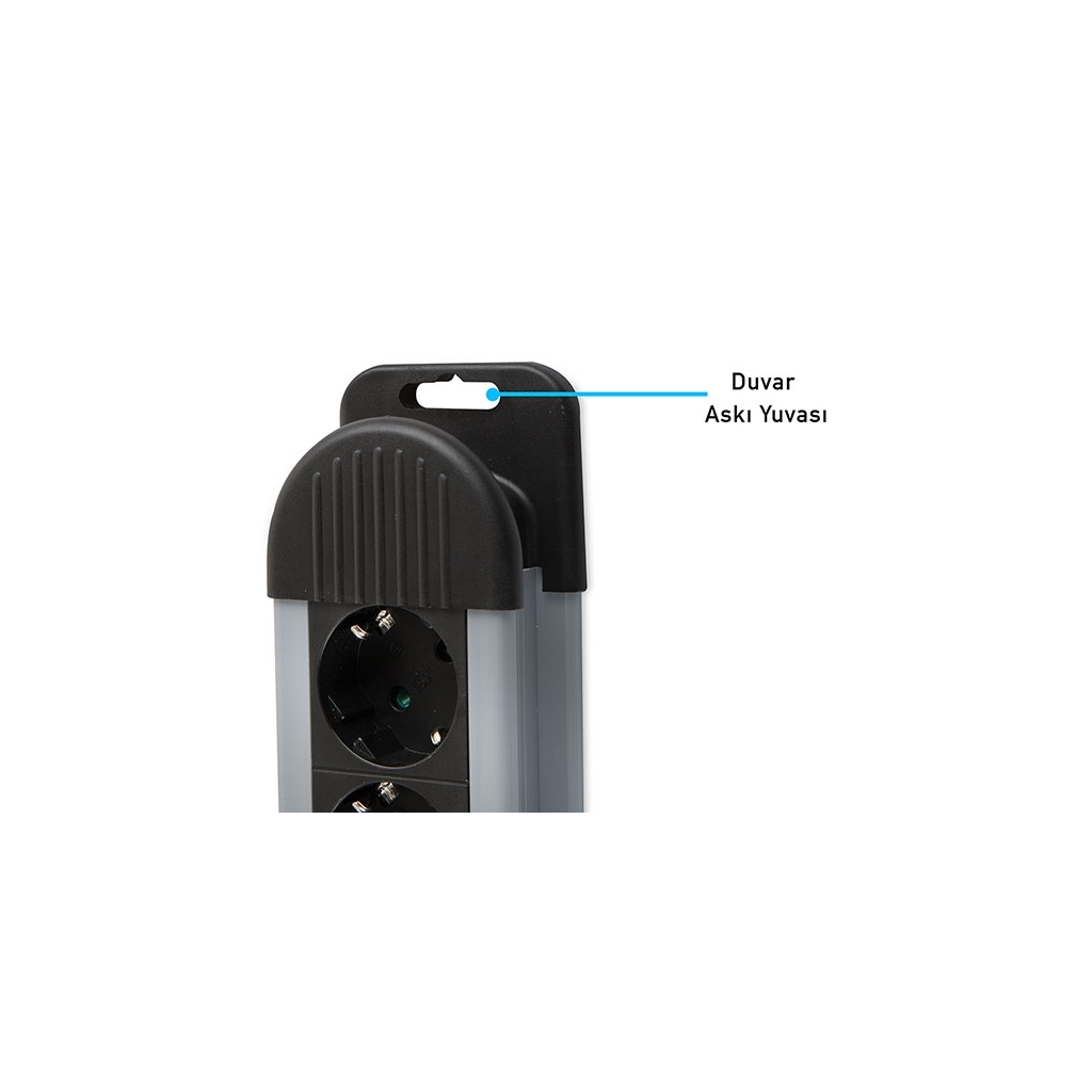 S-LINK Swapp SPGKS03, 3 Soket, Akım Korumalı Priz, 1.5Mt Kablo, 900 Joule (Gri) %100 Bakır - S-Link - görsel 3