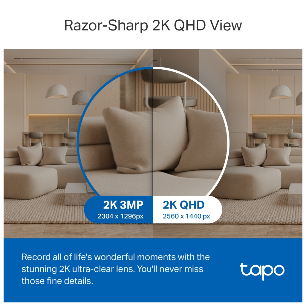 TP-LINK Tapo TC72 (C220), 2K QHD 4,0Mpix, İç Mekan WiFi, 9Mt. Gece Görüşü, 360 Dönüş, İki Yönlü Ses Güvenlik Yapay Zeka Destekli Kamera - Tp-Link - görsel 3
