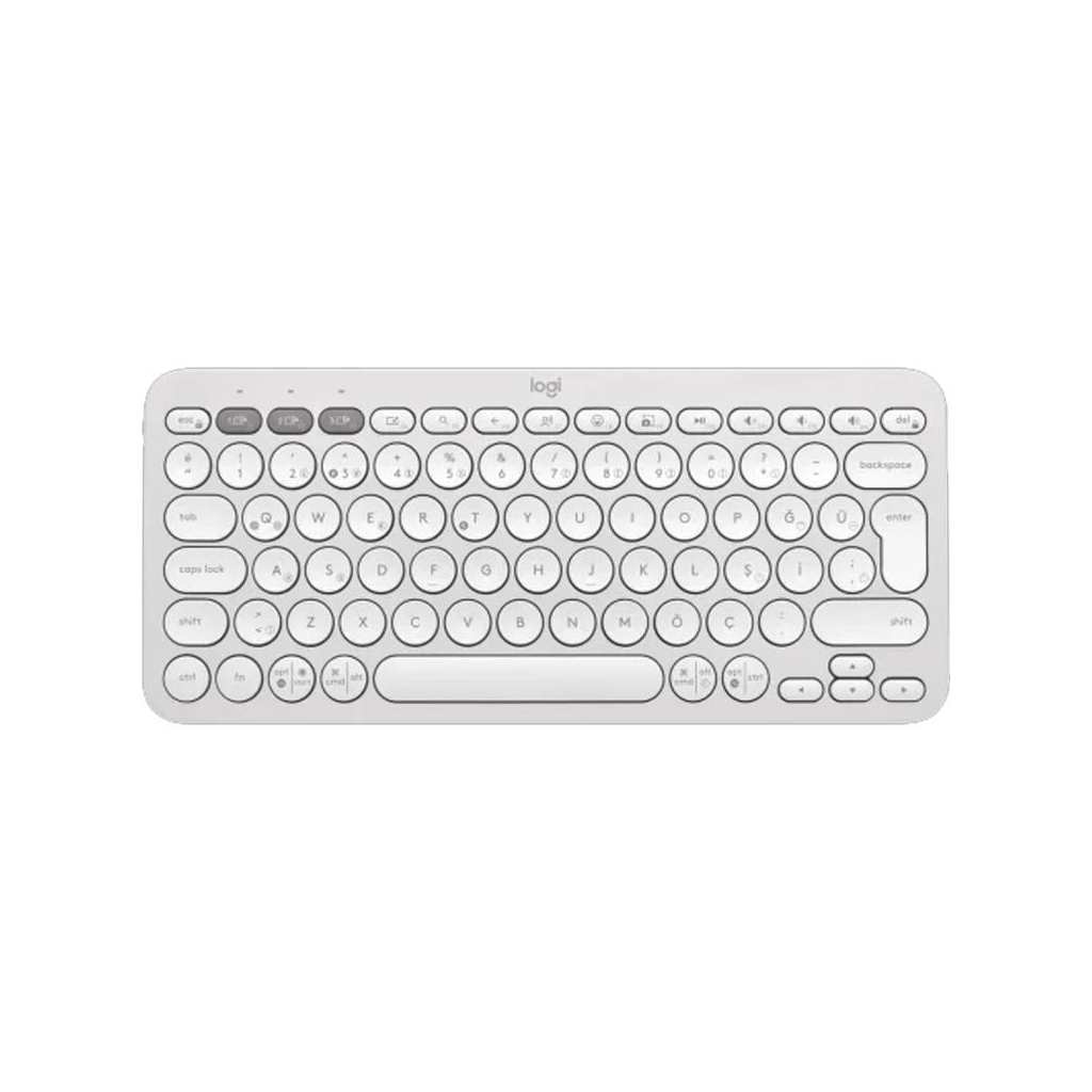 LOGITECH K380S, Pebble Keys 2,  Beyaz, 920-011860, Bluetooth, Türkçe, Q, Multimedya, Mini Klavye - Logitech