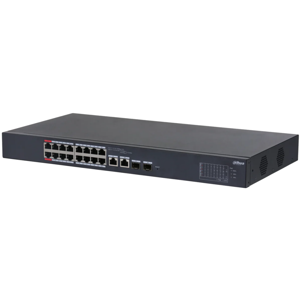 DAHUA CS4218-16ET-135, 16Port, Megabit, PoE 135W, 2 Port SFP Gigabit Combo, Cloud Yönetilebilir, Switch - Dahua