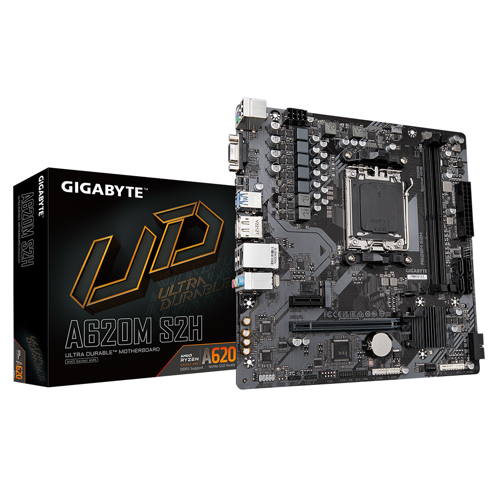 GIGABYTE A620M-S2H, rev.1.2, 6400MHz, 2xDDR5, 1x M.2, D-SUB, HDMI, DP, AM5 Soket Anakart - Gigabyte