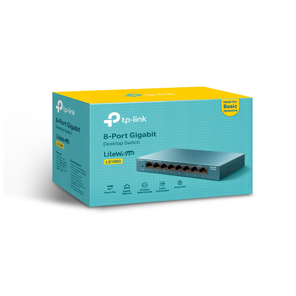 TP-LINK LS108G, Green Tech, 8 Port GigaBit, Yönetilemez, Metal Kasa, Masaüstü Switch - Tp-Link - görsel 5