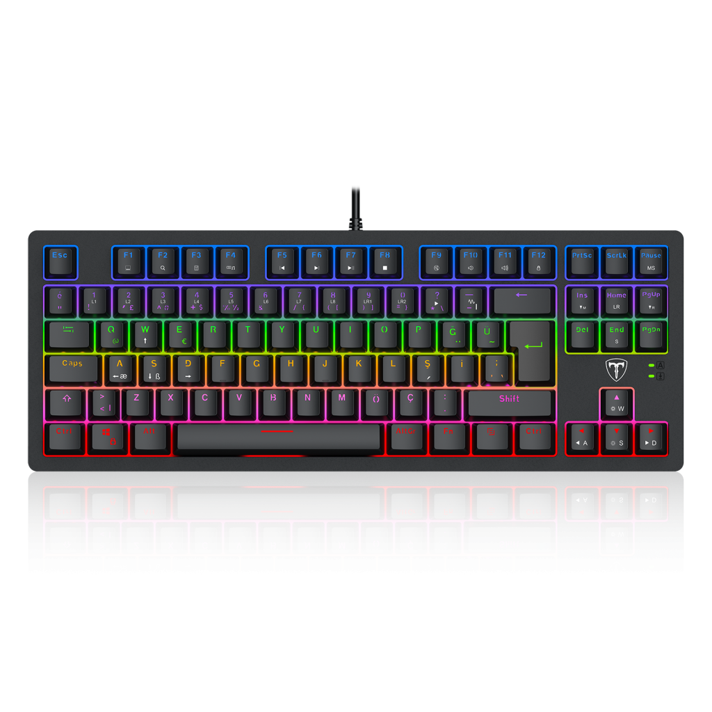 T-DAGGER BALI, T-TGK311-BL, USB Kablolu, Türkçe Q,  Rainbow Backlight, Blue Mekanik Switch, 87 Tuşlu, Gaming Klavye - T-Dagger