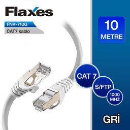 FLAXES FNK-710G CAT7 10M S/FTP PATCH KABLO GRI - FLAXES