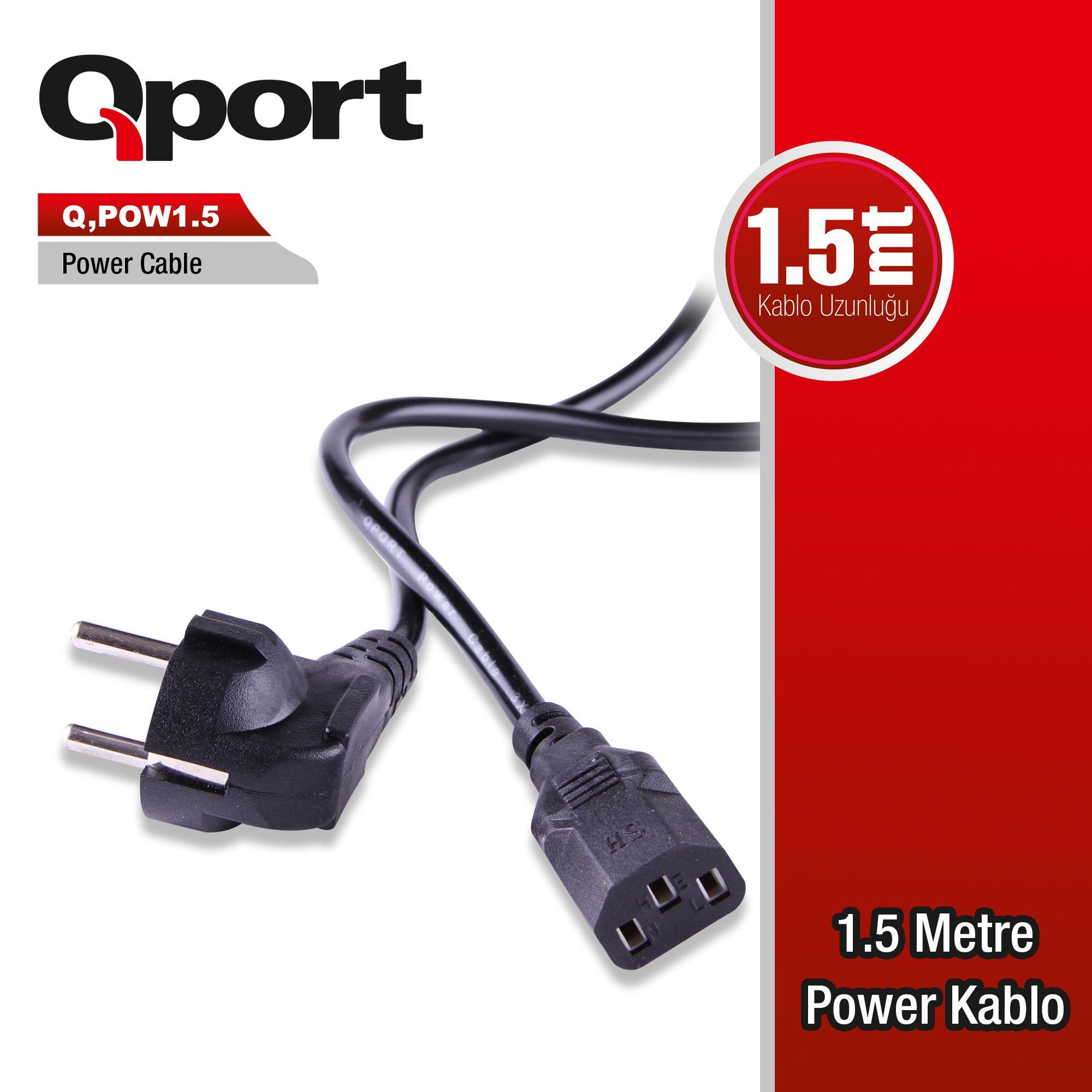 QPORT Q-POW1.5 1.5M PC POWER KABLOSU - Qport