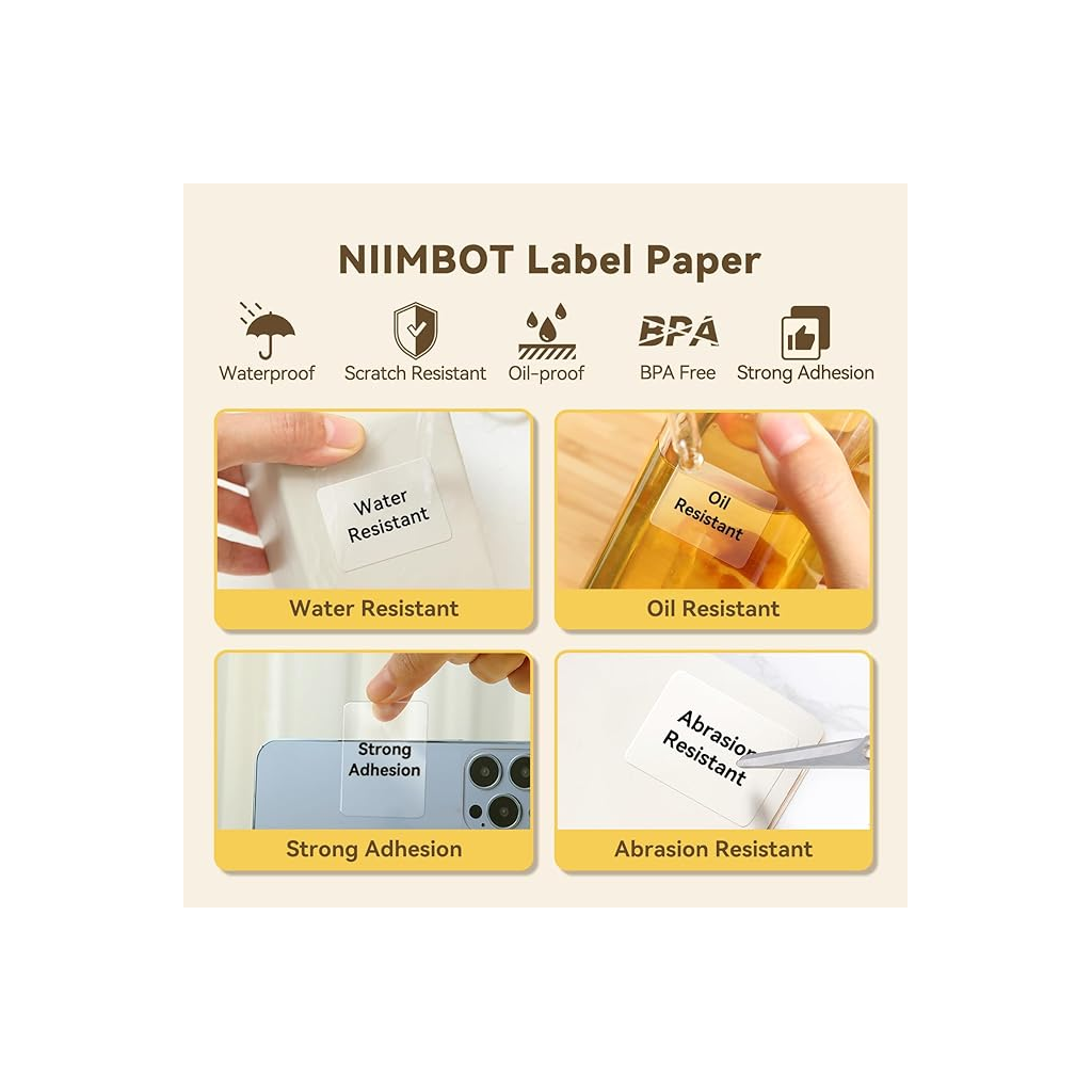 NIIMBOT T40 Etiket 40mm x 60mm 125 adet Şeffaf  (B1,B21S,B3S) - Niimbot - görsel 3