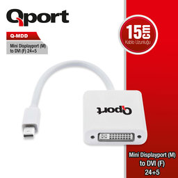 QPORT (Q-MDD) MINI DISPLAY PORT TO DVI CEVIRICI KABLO - QPORT