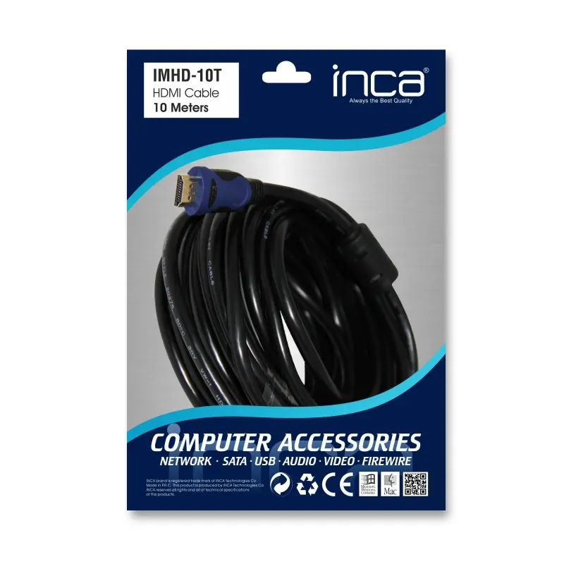 INCA IMHD-10T 10M HDMI 1.4V 3D ALTIN UCLU KABLO - Inca - görsel 2