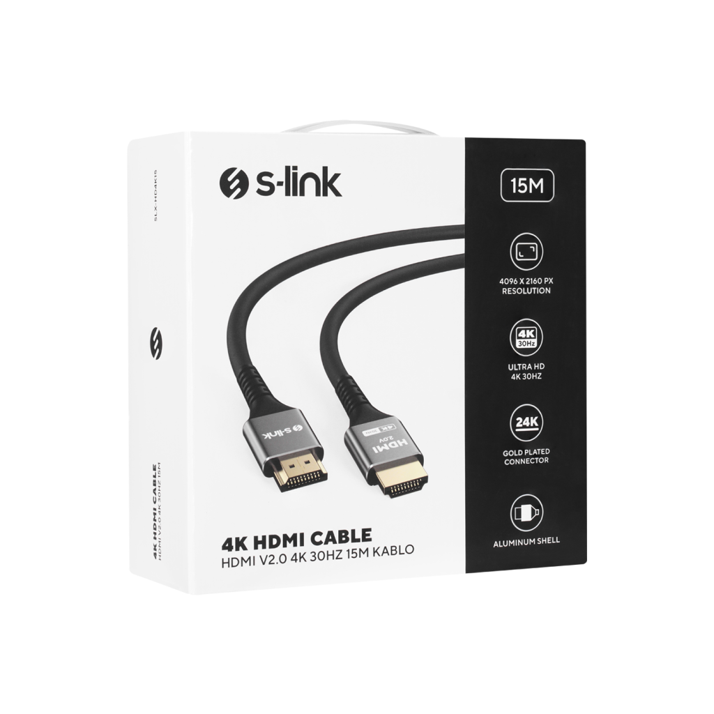 S-LINK SLX-HD4K15 15 Mt (4096*2160) 30Hz HDMI Kablo - S-LINK - görsel 5
