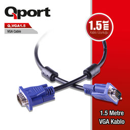 QPORT Q-VGA1.5 1.5M 15PIN VGA KABLO - QPORT