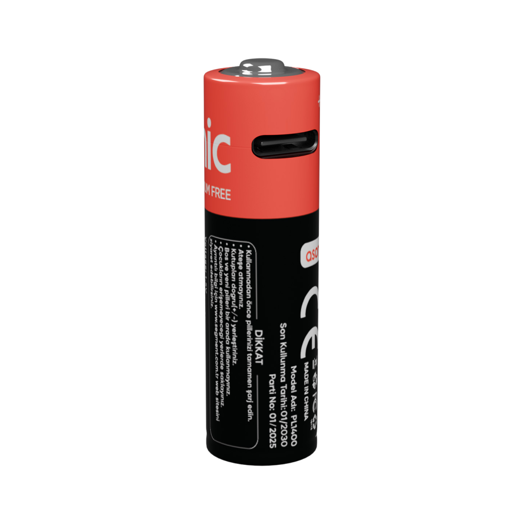 ASONIC PL1400, AA, Şarjlı Pil, 1.5Volt, 1400mAh/2600mwh, Type-C ile Kolay Şarj,  2 li Paket (USB To Type-C Kablo Hediye)