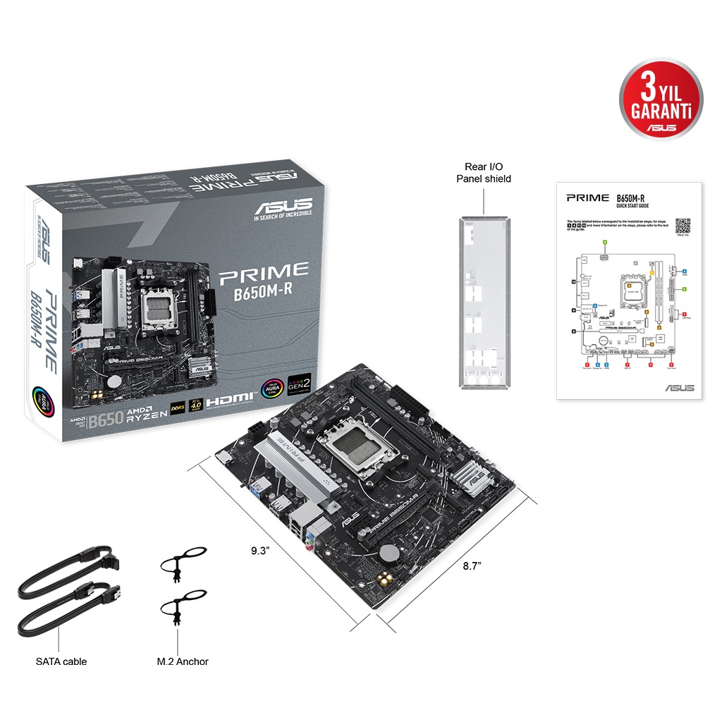 ASUS PRIME B650M-R B650 DDR5 (Vga Yok) GLan 2.5G mATX HDMI USB3 ARGB 2xM2 AM5 AMD Anakart - ASUS - görsel 6