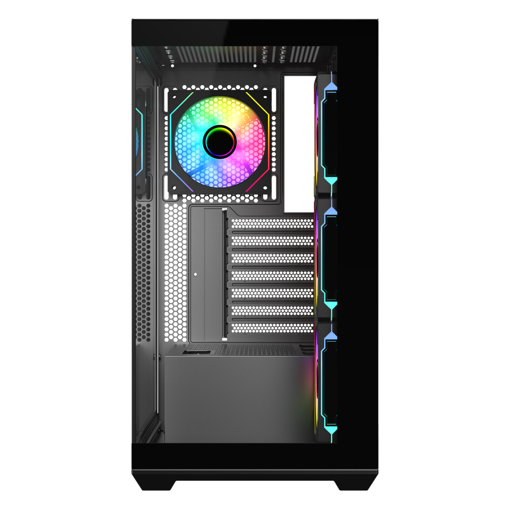 SAMA SV01BK Black, B750BK 750W, 80+ Bronze, PCIE 5.1, ATX3.1, Tempered Glass Panel, Panoramic Tasarım, Type-C, 4x120mm ARGB Fan, ATX, GAMING KASA - Sama - görsel 4