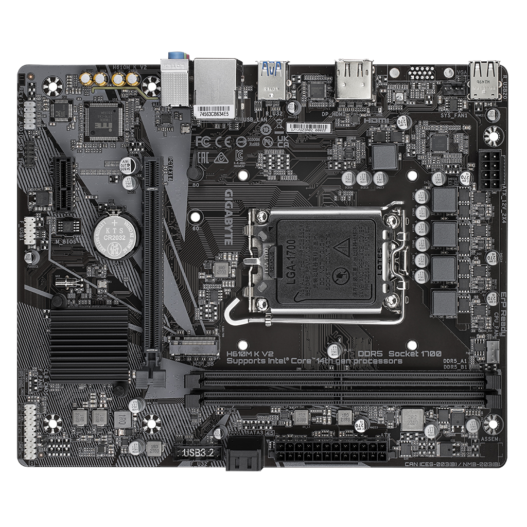 GIGABYTE H610M K V2, rev.1.0, 2xDDR5, M.2, DP, HDMI, 12-13.Nesil, LGA1700 Soket, Anakart - Gigabyte - görsel 4