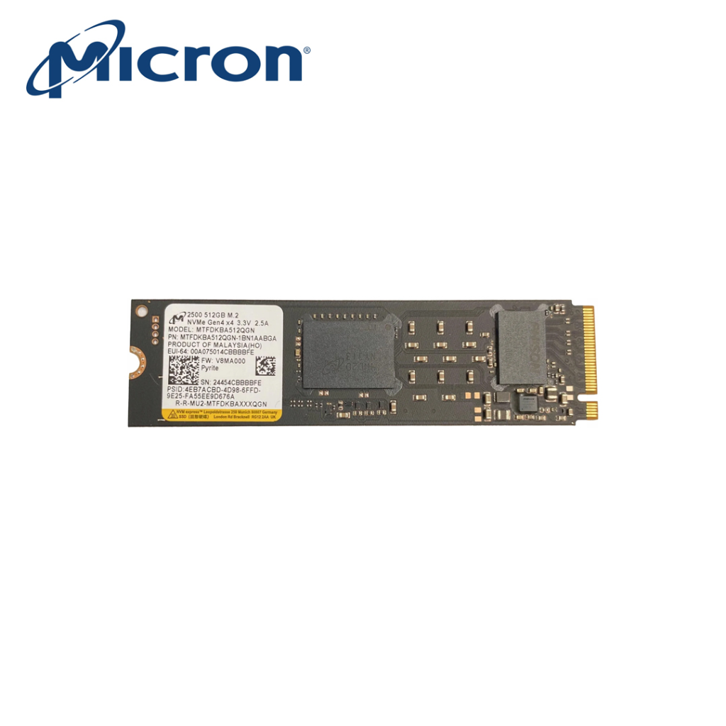 MICRON 2500 Seri, MTFDKBA512QGN-1BN1AABGA, 512GB, 6600/3650, Gen4, NVME PCIe M.2 2280, SSD - Micron