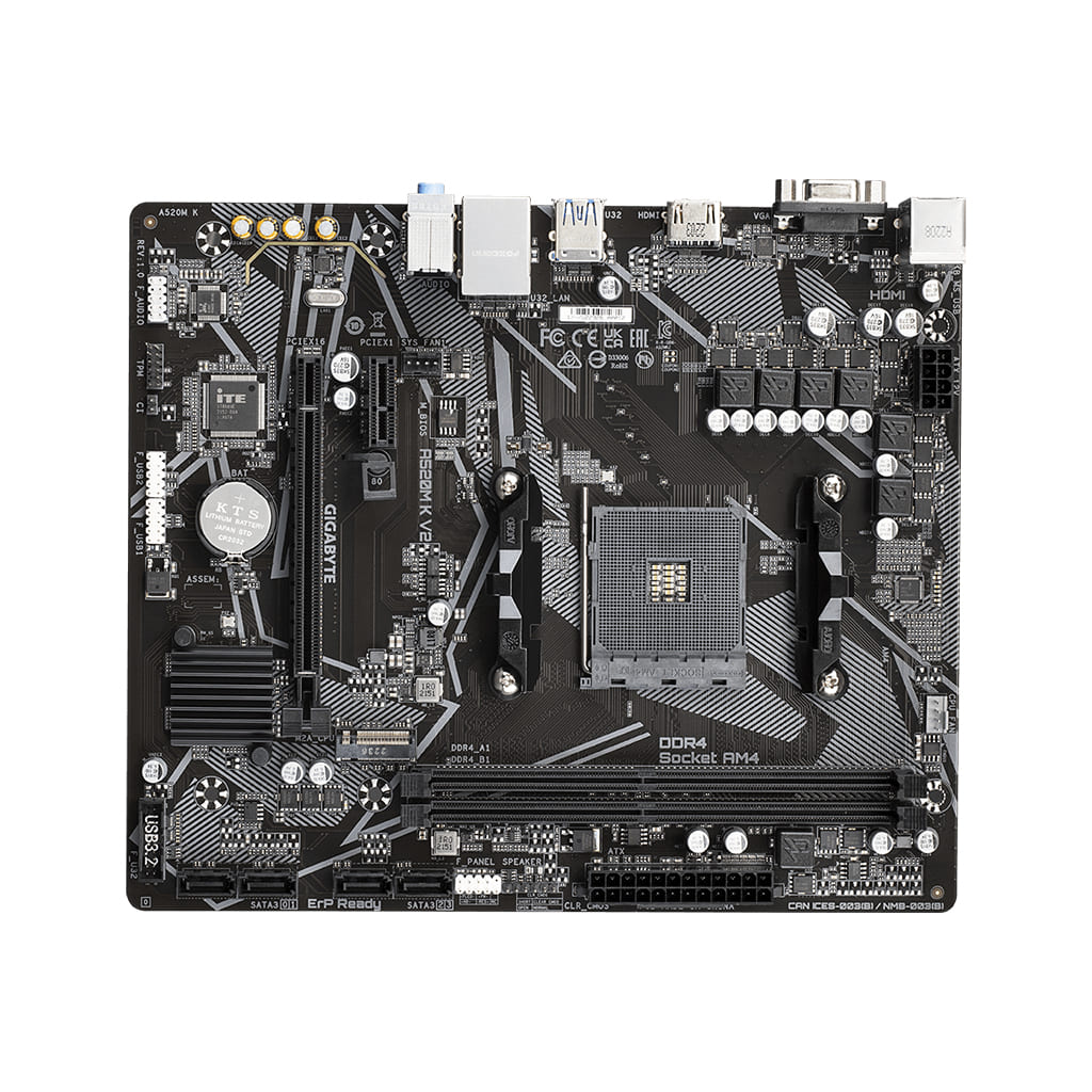 GIGABYTE A520M K V2 1.0 A520 DDR4 Vga GLan mATX HDMI M2 USB3.1 AM4 AMD Anakart - GIGABYTE - görsel 5