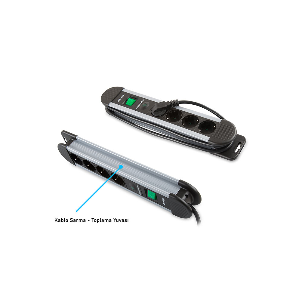 S-LINK Swapp SPGKS05, 5 Soket, Akım Korumalı Priz, 1.5Mt Kablo, 900 Joule (Gri) %100 Bakır - S-Link - görsel 3