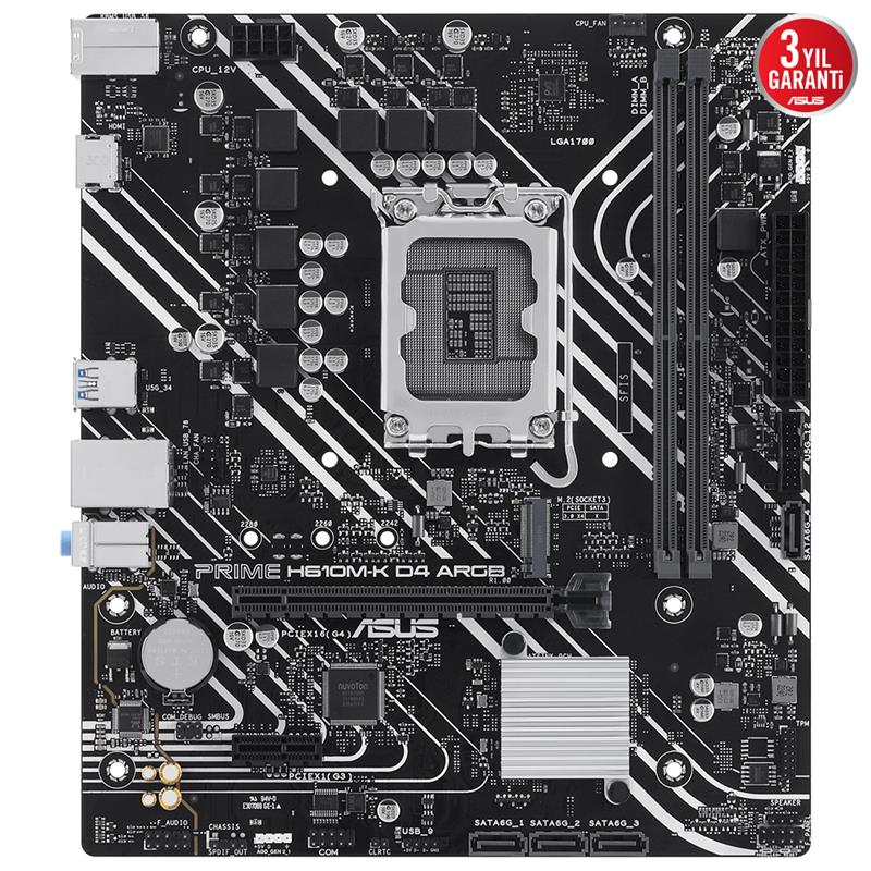 ASUS PRIME H610M-K D4 ARGB H610 DDR4 (Vga Yok) GLan mATX HDMI USB3.2 M2 RGB 1700p Anakart - ASUS - görsel 3