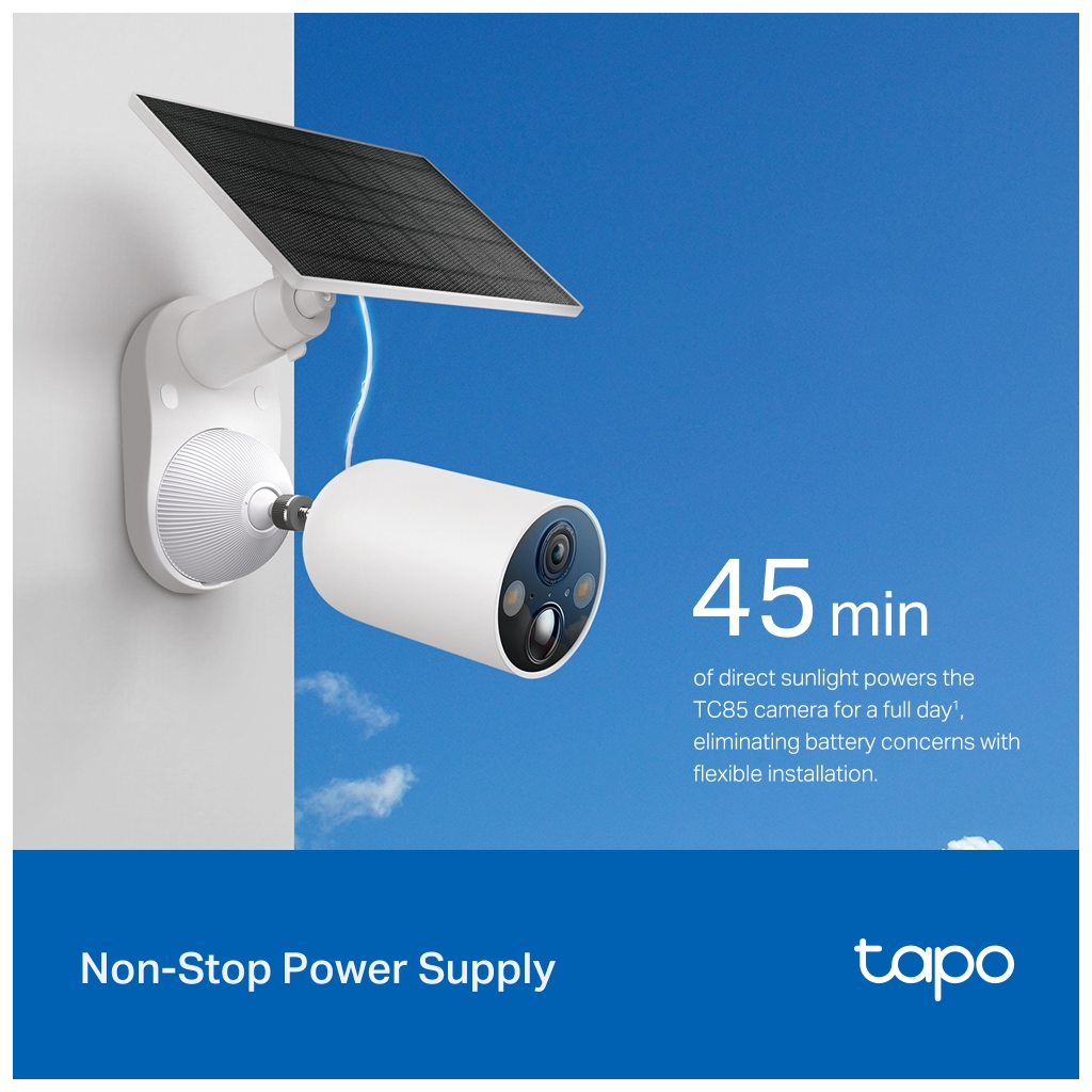 TP-LINK Tapo TC85 KIT (C425 KIT), 2K QHD, 4,0Mpix, Dış Mekan, IP66, WiFi, 15Mt. Renkli Gece Görüşü, İki Yönlü Ses, Yapay Zeka Destekli, Güneş Enerjili Güvenlik Kamerası Kiti - Tp-Link - görsel 3