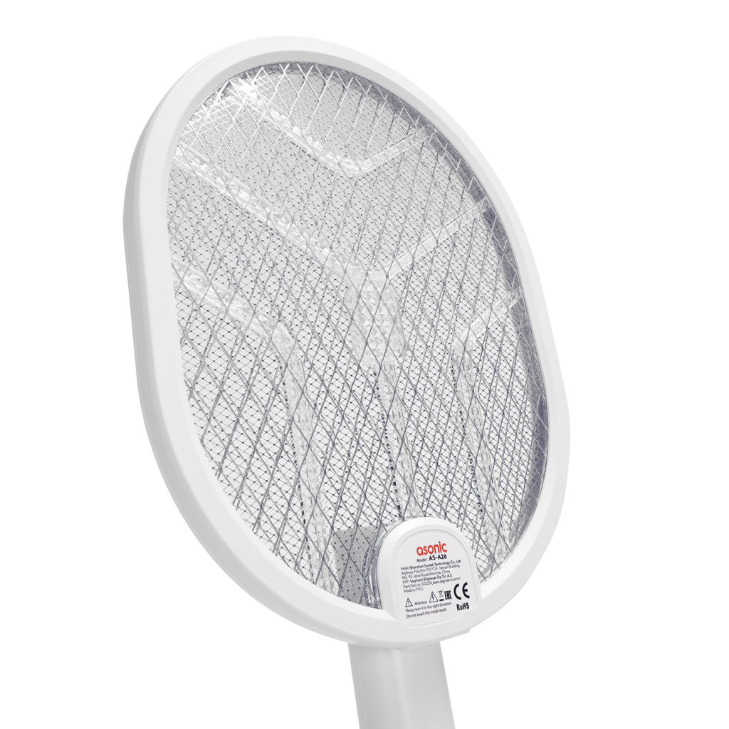 ASONIC AS-A26, Beyaz, 3000V, Raket Tipi, UV Mor Işıklı, 1200mAh, Bataryalı, Şarj Edilebilir, Katlanabilir, Sinek Öldürücü - Asonic - görsel 3