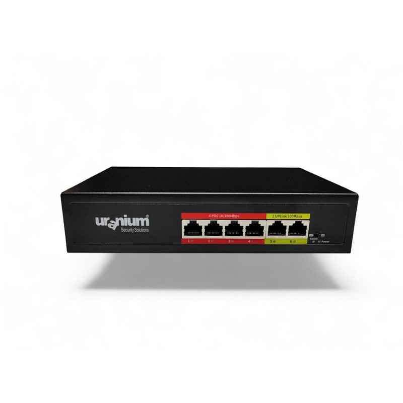 URANIUM POE-4002-48W 4 PORT 10/100 + 2 PORT 10/100 RJ45 UPLINK WATCH-DOG POE SWITCH(REALTEK CHIPSET) - Uranium