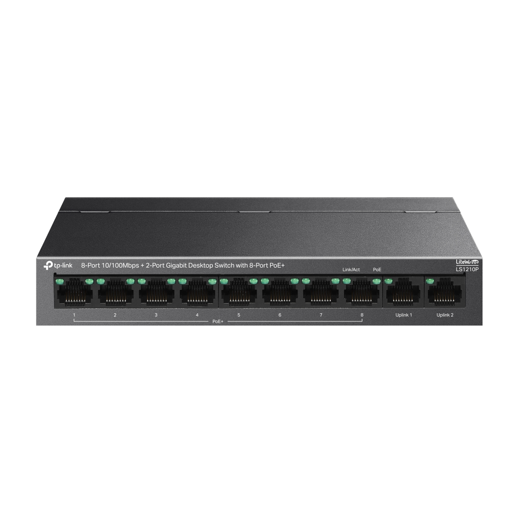 TP-LINK LS1210P, 8 Port Poe Megabit, 2 Port Gigabit, 96W, Yönetilemez Masaüstü Switch - Tp-Link