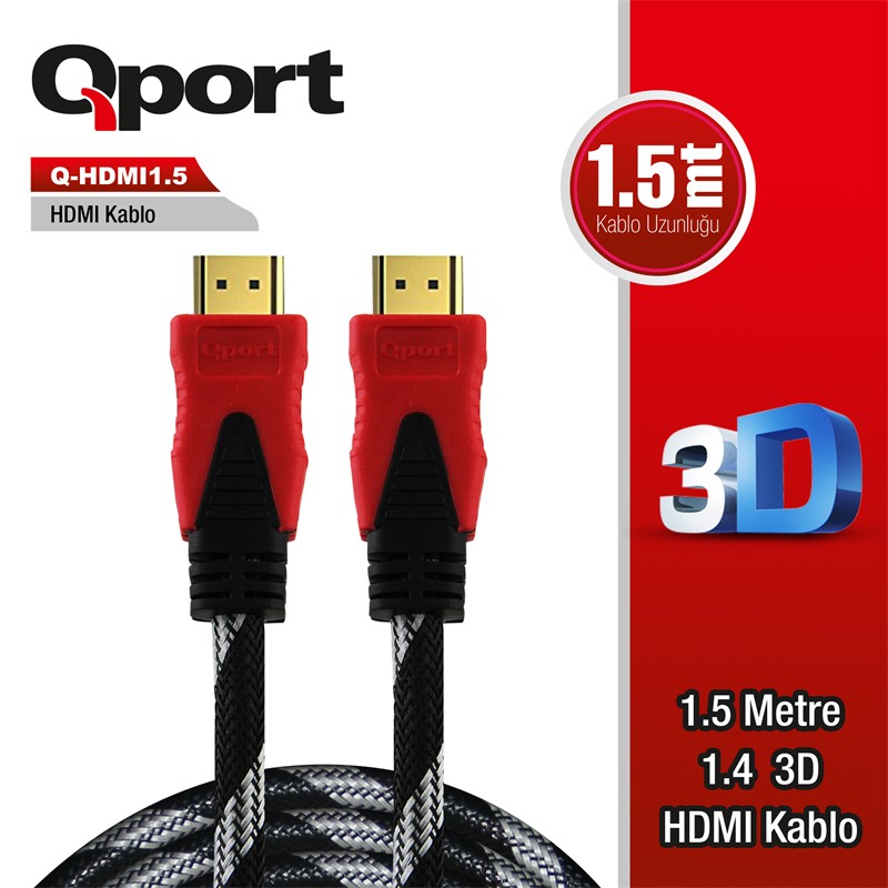 QPORT (Q-HDMI1.5) ALTIN UCLU 1.5M HDMI KABLO - QPORT - görsel 2