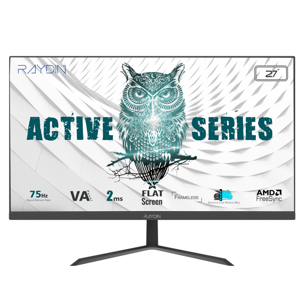 RAYDIN BREEZE, 27", 2ms, 75Hz, Full HD, 250 nits, D-Sub, HDMI, Frameless, VA LED Monitör (Siyah) - RAYDIN
