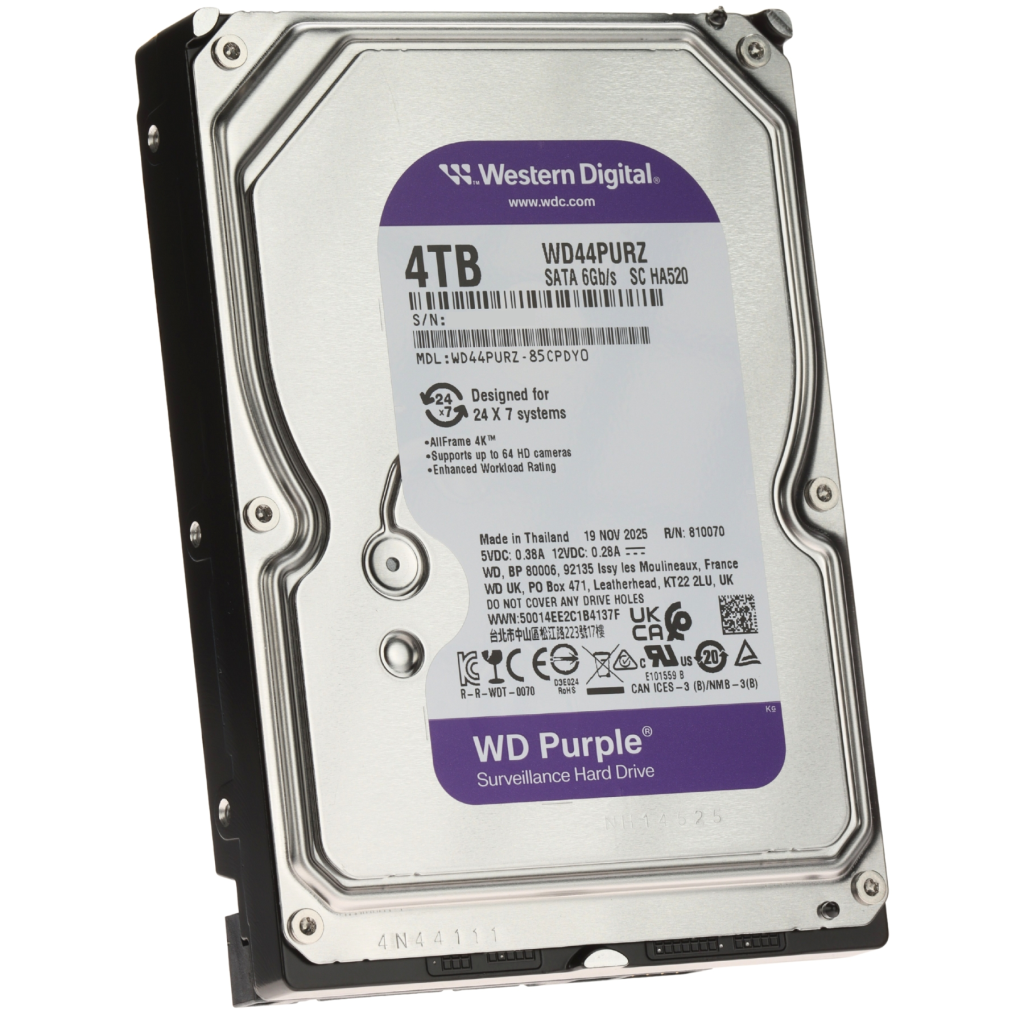 WD PURPLE WD44PURZ 3,5" 4TB, 128Mb, 5400 Rpm, 7/24 Güvenlik HDD (Türkiye Distribütörü Garantili) - Western Digital