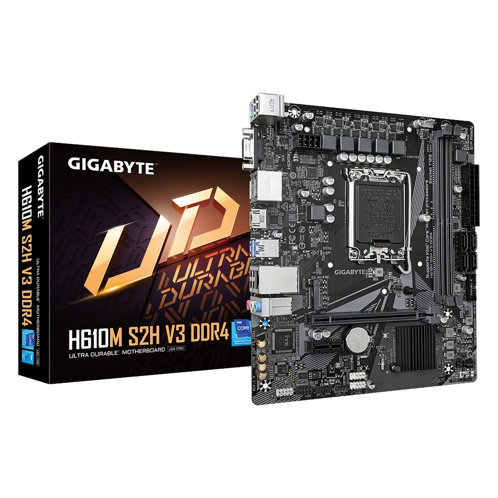 GIGABYTE H610M S2H V3, DDR4, rev1.0, 2xDDR4, M.2, D-SUB, HDMI, DP, 12-13.14.Nesil, LGA1700 Soket, Anakart - Gigabyte